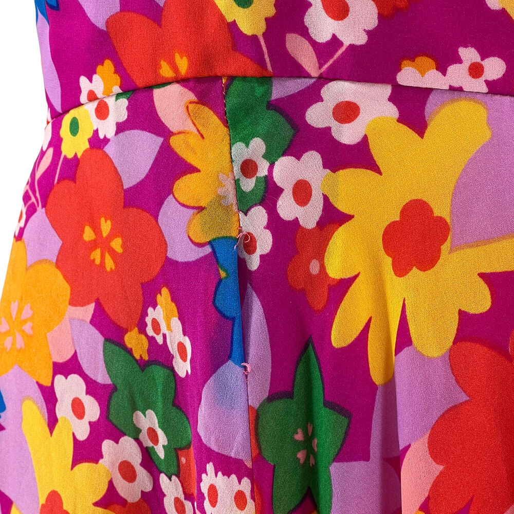 Montgomery Ward Vintage Vibrant Floral Pink V Neck Sleeveless Maxi Dress Size 16 - Picture 8 of 13